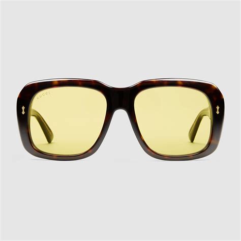 gucci sunglasses yellow lenses|gucci yellow frame sunglasses.